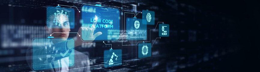 Low Code software development platform technology concept.