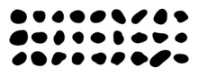 Random Black Shapes Set. Organic Abstract Splodge Elements Monochrome Collection. Blob Shapes Vector. 