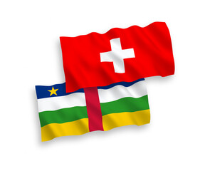 Flags of Central African Republic and Switzerland on a white background