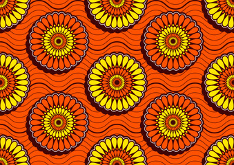 seamless pattern of african textile art, Abstract Flower image and background, fashion artwork for print, vector file eps10.