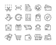 Shopping Icons - Vector Line Icons. Editable Stroke. Vector Graphic
