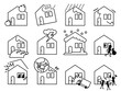 火災保険の補償内容　住宅イラストセット