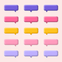 Wall Mural - 3d speech bubble icon set. chat box collection. talk, text message, dialog colorful banners. vector 