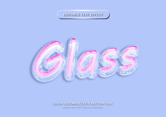 3d cartoon text effect. Glass editable style with water frozen effect.