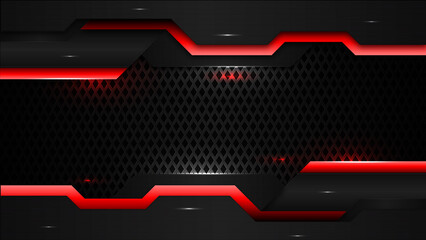 Wall Mural - Red and black abstract background, modern geometric shapes Futuristic background, gaming background template design