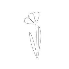 Sticker - Flower silhouette line drawing vector illustration