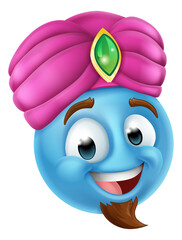 Wall Mural - Genie Emoticon Cartoon Face