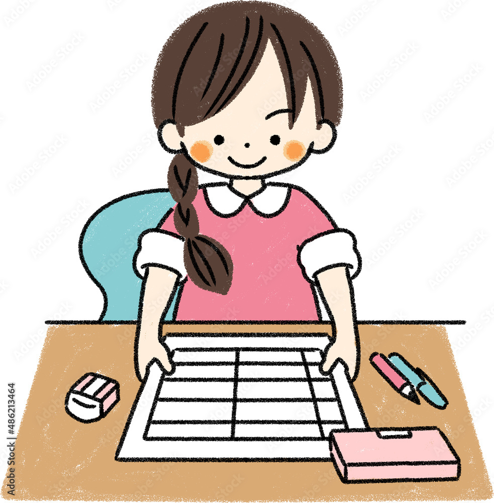 計画を立てる女の子 Stock Illustration | Adobe Stock, image size:983x1000