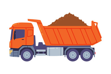 Wall Mural - Dump Truck as Freight Delivery Logistics Service Vector Illustration