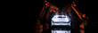 Modern car welding assembly robots with a dark environment 3d render