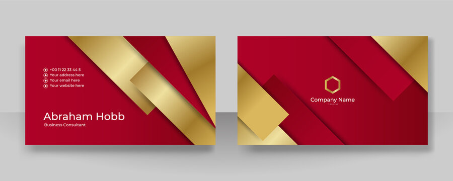 Modern elegant simple clean red gold and black business card design vector template with creative professional technology corporate style