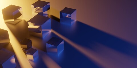 Wall Mural - abstract 3d cubes with log shadow on empty surface