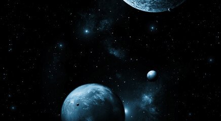 Wall Mural - planets of dark deep space