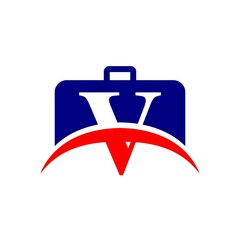 Sticker - letter V business briefcase logo template