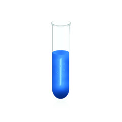 test tube with blue liquid isolated on a white background