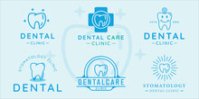 Set Of Dental Clinic Tooth Logo Vector Illustration Template Icon Graphic Design. Bundle Collection Of Various Stomatology Sign Or Symbol  