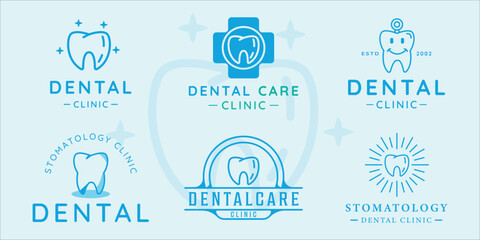 set of dental clinic tooth logo vector illustration template icon graphic design. bundle collection of various stomatology sign or symbol  