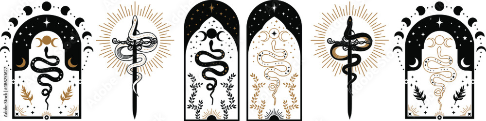 Magic celestial snake with crescent moon,star and moon phases. Mystical witchy symbol. Cosmic serpent and celestial bodies. Boho style print logo tattoo designs. floral snake Stock Vector | Adobe Stock magic-celestial-snake-with-crescent-moon-star-and-moon-phases-mystical-witchy-symbol-cosmic-serpent-and-celestial-bodies-boho-style-print-logo-tattoo-designs-floral-snake-stock-vector-adobe-stock