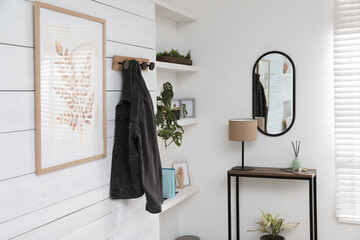 Canvas Print - Hallway interior with console table and stylish decor