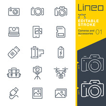 Lineo Editable Stroke - Cameras And Accessories Line Icons