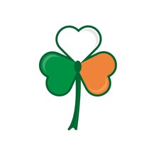Green Clover, Trefoil, Shamrock With Irish Flag, St. Patrick's Day