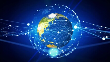 Poster - Global communication network concept. Digital transformation. DX.