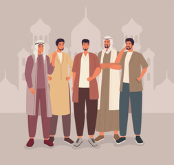 Poster - muslim men with mosque