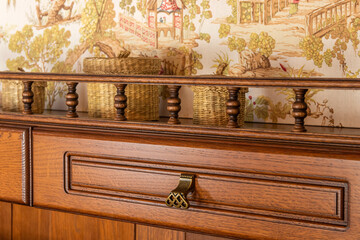 Wall Mural - Classic brown wooden furniture details