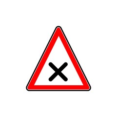 Wall Mural - Close triangle sign , road sign 