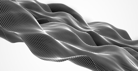 Abstract waves is made in a wireframe style. Template for science and technology presentation.