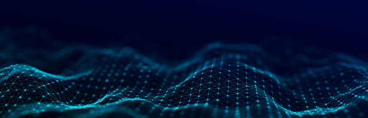 3d digital wave. Technology wave. Flow digital structure. Cyber technology background. 3D rendering.