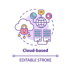 Wall Mural - cloud-based concept icon. virtual database. communication online. ucaas function abstract idea thin 