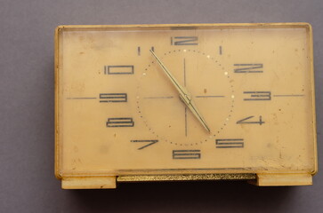 Vintage USSR. Rectangular clock in scratched case.