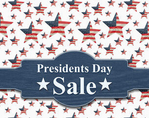 Canvas Print - Presidents Day Sale message with retro US flag stars