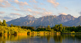 Fototapeta Natura - Lake Hopfensee near Fuessen - View of Allgaeu Alps, Bavaria, Germany - paradise travel destination