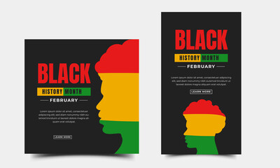 Black history month social media post template. Usable for social media post, story, banner, and web.