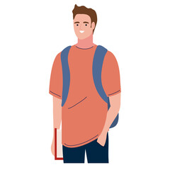 Poster - male student with schoolbag