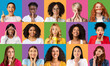 © Prostock-studio - Collage of diverse ladies expressing different emotions on colorful backgrounds