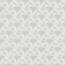 Seamless Gray Pattern Flower Silhouettes. Monochrome Pattern Flower Silhouettes For Wallpaper Design. Vintage Background For Fabric Design. Gray Vector Background.