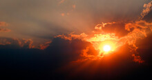 Sunlight Sun Rays Shining Through Clouds In Sky Symbolizing Hope