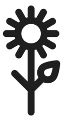 Poster - Flower icon in linear style. Blooming plant with leaf