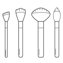 Hand drawn makeup brushes. A tool for applying cosmetics to the face.