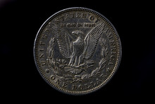 Reverse Macro Shot Of Liberty Morgan Dollar Black