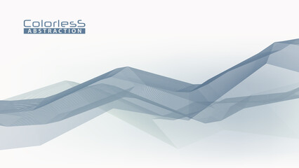 Poster - Colorless abstraction. Bluish gray complex polyline