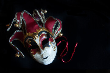 Wall Mural - Carnival mask on black background 