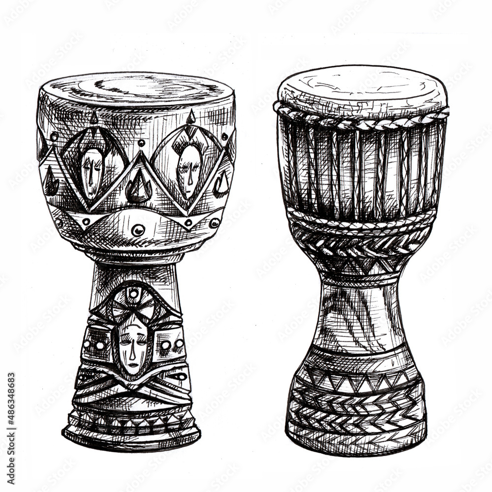 djembe drum drawing