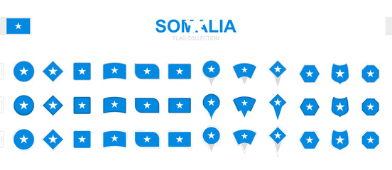 Poster - Large collection of Somalia flags of various shapes and effects.