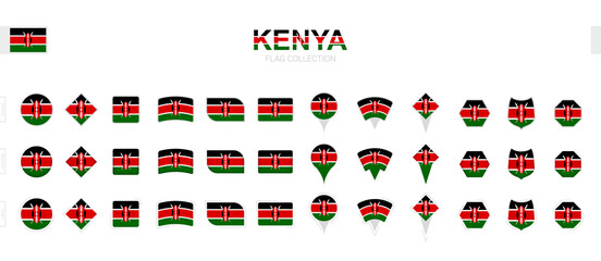 Poster - Large collection of Kenya flags of various shapes and effects.