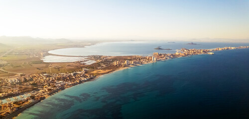 Wall Mural - Aerial view La Manga del Mar Menor townscape. Murcia, Spain