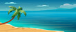 © natashanast - Sea background with palms. Tropical summer landscape. Vector Illustration